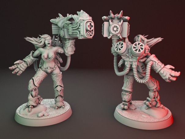 Miniaturas de chicas con grandes armas (Pack de 2 miniaturas)