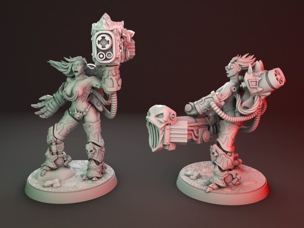 Miniaturas de chicas con grandes armas (Pack de 2 miniaturas)