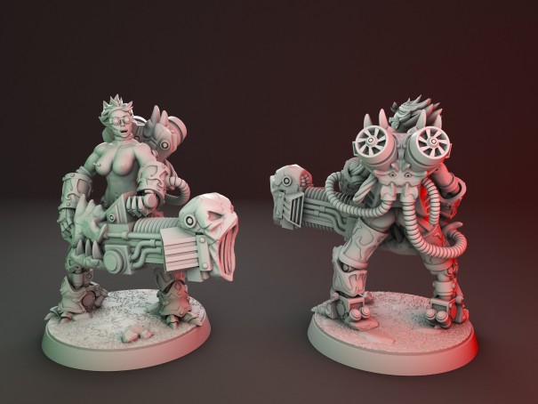 Miniaturas de chicas con grandes armas (Pack de 2 miniaturas)
