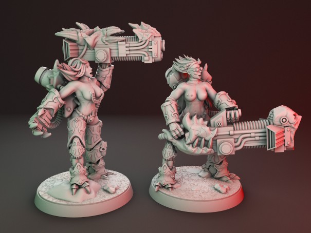 Miniaturas de chicas con grandes armas (Pack de 2 miniaturas)