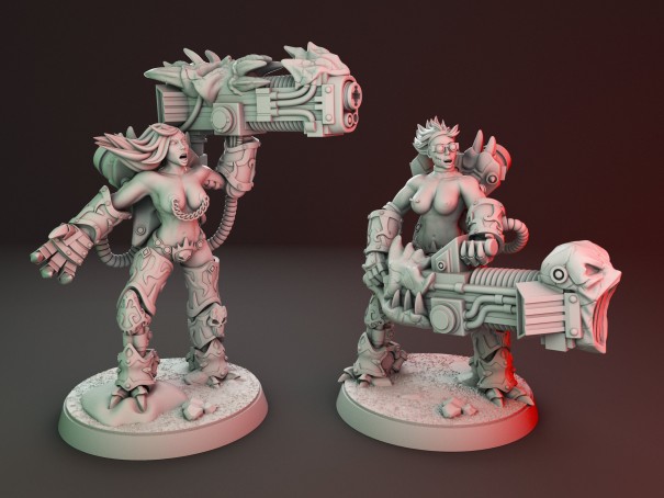 Miniaturas de chicas con grandes armas (Pack de 2 miniaturas)