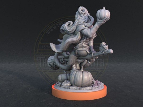 Pin-up Flying Halloween Pumpkin Witch