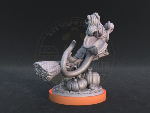 Pin-up Flying Halloween Pumpkin Witch