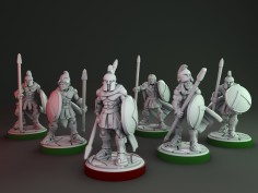 Soldados espartanos con lanzas (Pack de 6 miniaturas)