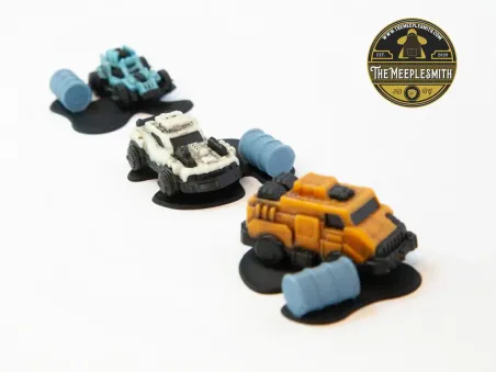 Pack de mancha de aceite con barril volcado (8 piezas) – Compatible con Thunder Road: Vendetta