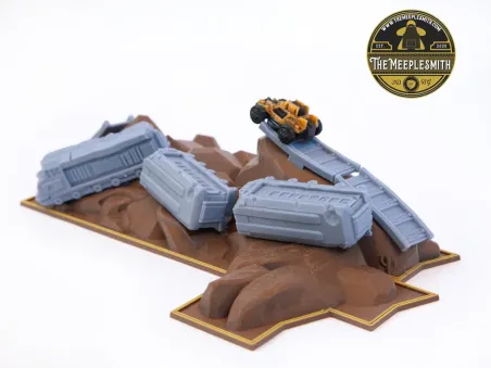 Terrain Obstacle Pack + Crashed Train Set – Compatible with Thunder Road: Vendetta